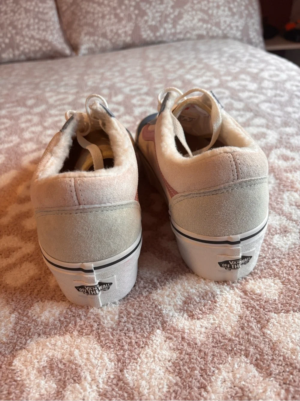 Vans Old Skool womens Pink, Navy & Cream Platform Sneakers